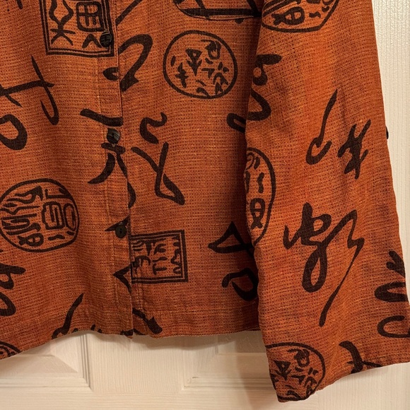 Chico's Women’s Shacket Top Rust and Black Design. 100% Linen! - Picture 15 of 16